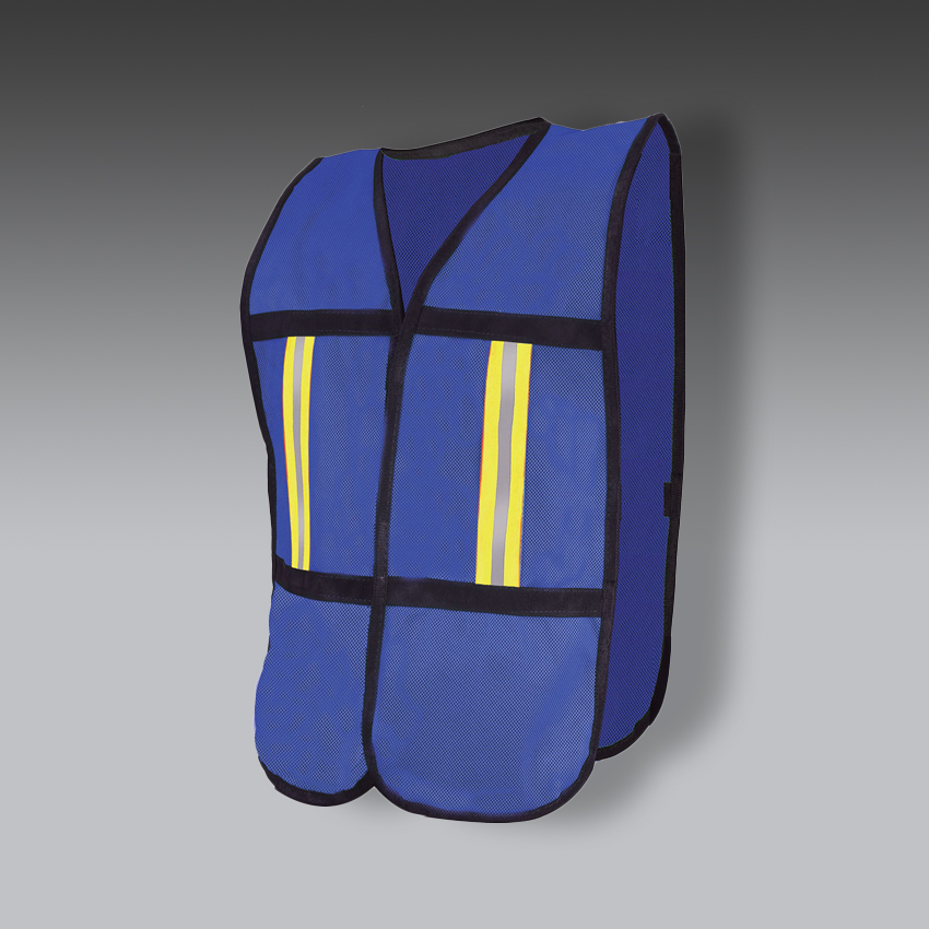 chalecos para la seguridad industrial de malla azul de alta visibilidad con reflejante textil modelo sr 1012azcr marca jyrsa