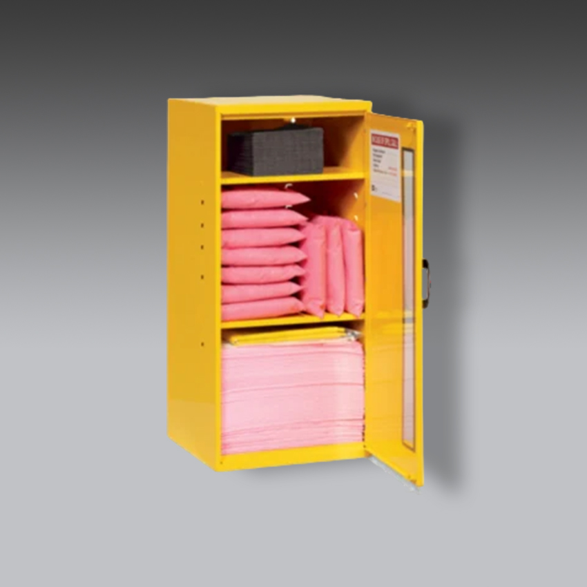 trajes para la seguridad industrial kit antiderrames pig hazmat en gabinete pequeno para montaje en pared modelo kit315 marca pig