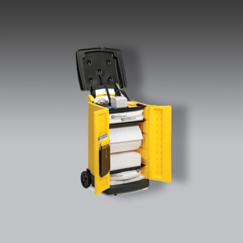 trajes para la seguridad industrial kit antiderrames pig solo para aceites en carrito grande modelo kit821 marca pig