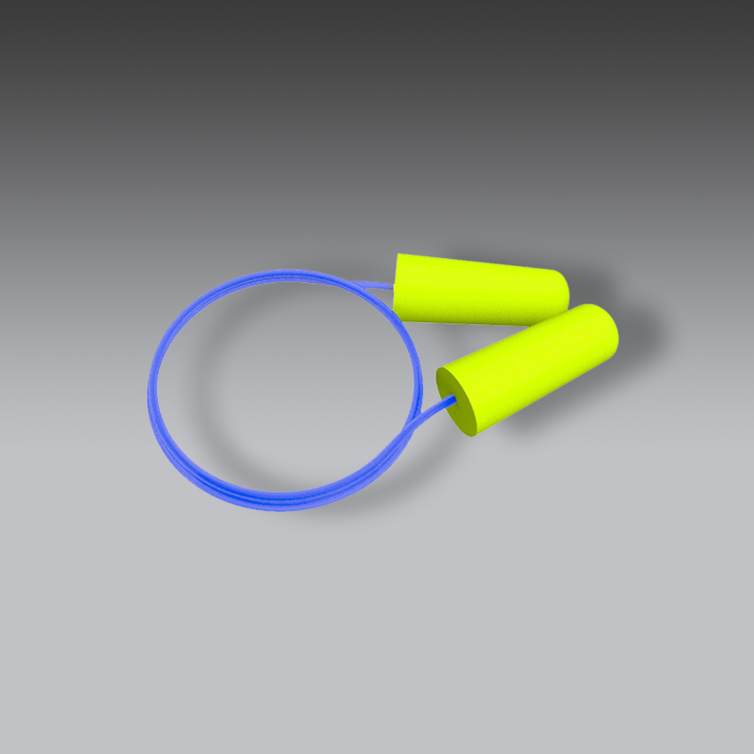 orejeras para la seguridad industrial tapon auditivo ecofriendly de 32 db amarillo alta visibilidad con cordon azul modelo db 33yelw marca jyrsa