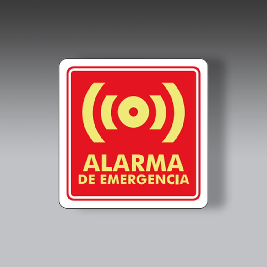 letreros para la seguridad industrial alarma de emergencia con texto 20x20cm modelo modelo 21 marca extinpar