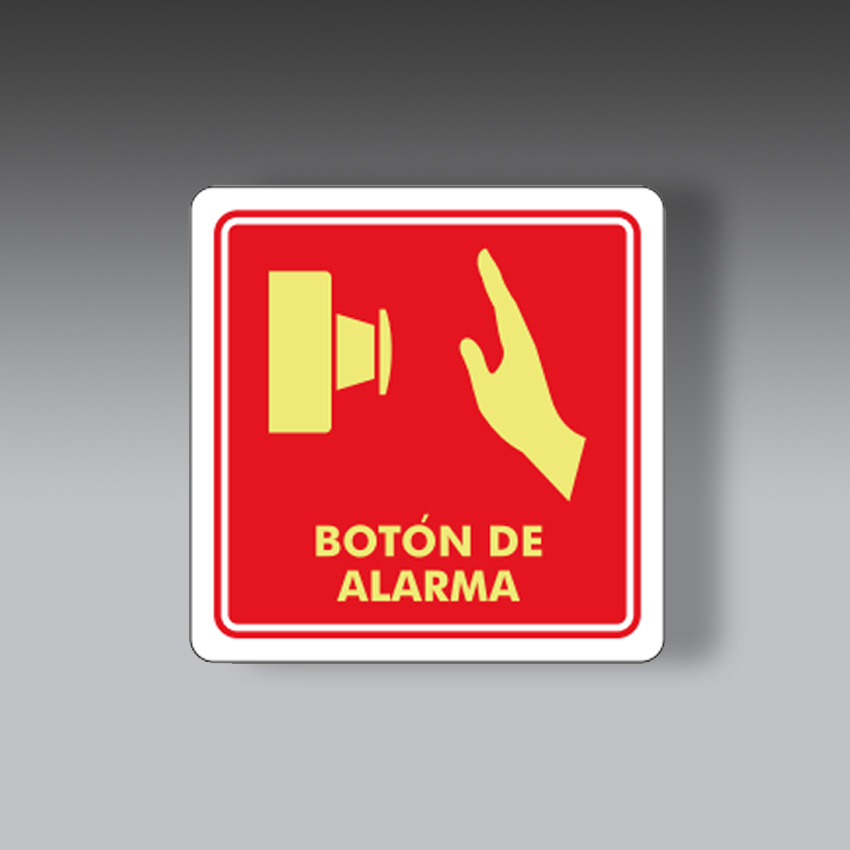 letreros para la seguridad industrial boton de alarma 20x20cm modelo modelo 32 marca extinpar